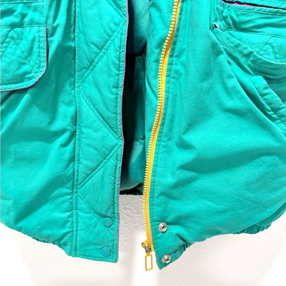 Vintage oversized Teal and Pink Puffer Jacket Small - Picture 12 of 15